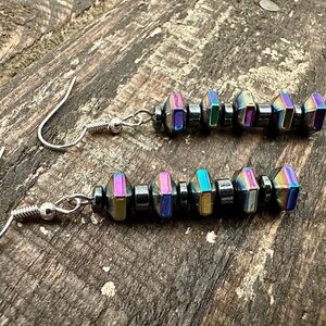 Rainbow hematite Beaded Earrings